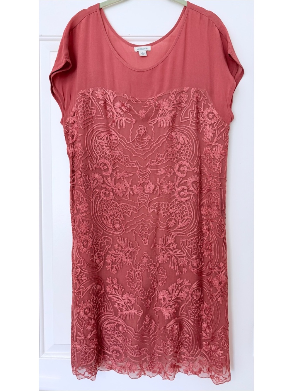 Sundance Embroidered Dress Dusty Rose Large